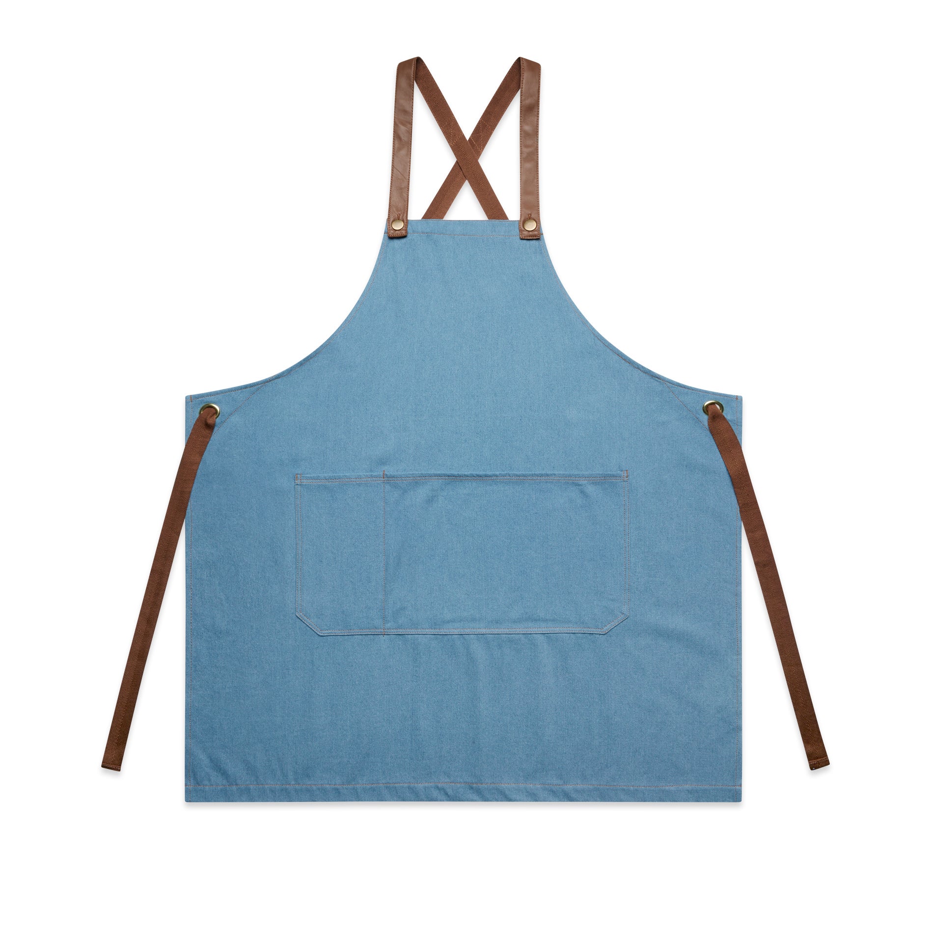 AS Colour Denim Apron 1084 in Denim — custom DTF printed by Gravity Prints Sydney