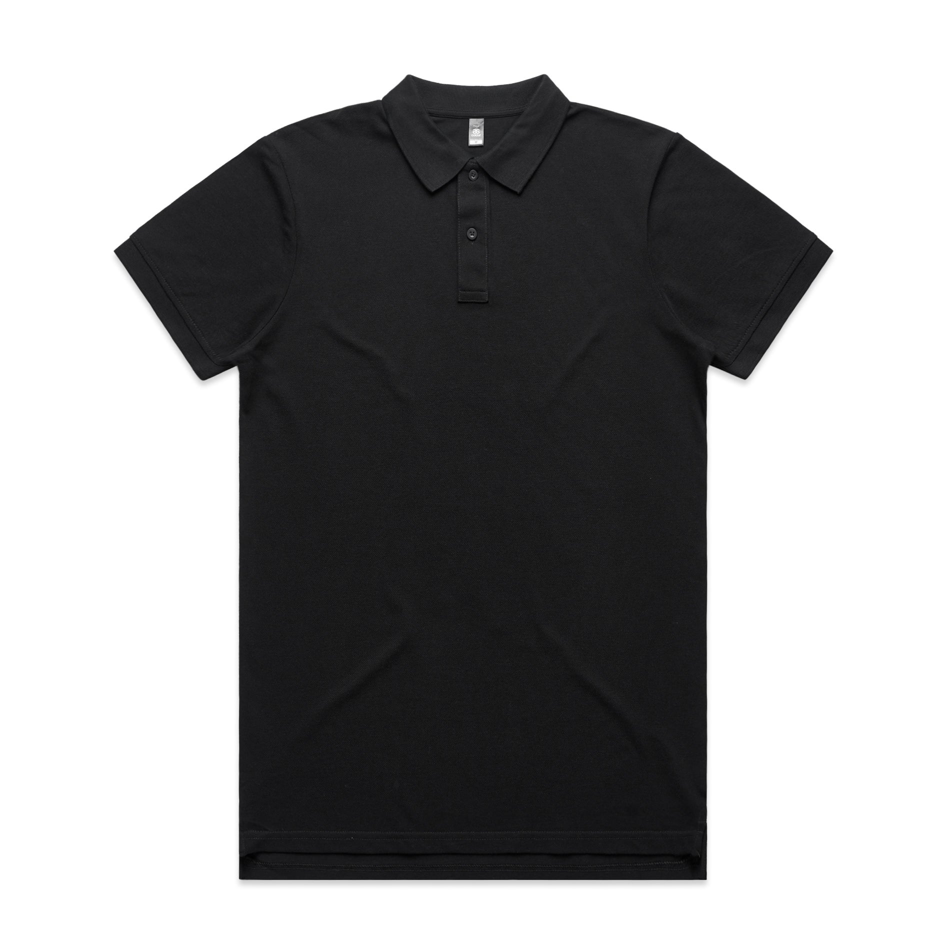 AS Colour Pique Polo 5411 in Black — custom DTF printed by Gravity Prints Sydney